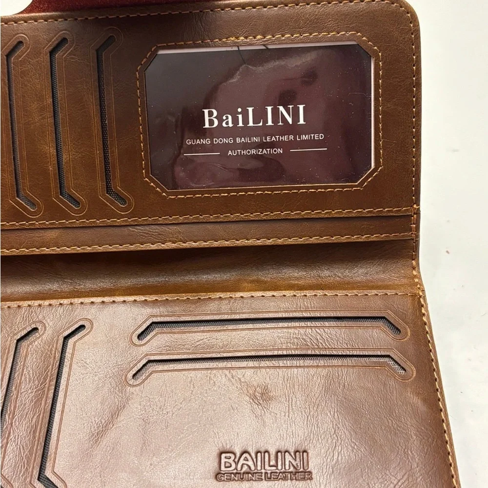 Western Cowboy Wallet BAILINI  Genuine Leather Hasp Snap 7.5”